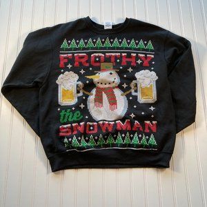 Ugly Christmas Sweater Frothy The Snowman Mens Size Medium Black